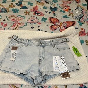 Rebels Light Wash Denim Jean Shorts